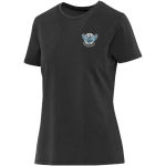 Damen-T-Shirt mit kurzen Ärmeln aus ringgesponnener Baumwolle, 160 g/m², Elevate farbe schwarz Ansicht mit Siebdruck