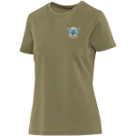 Damen-T-Shirt mit kurzen Ärmeln aus ringgesponnener Baumwolle, 160 g/m², Elevate farbe dunkelgrün Ansicht mit Siebdruck
