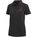 Damen-Poloshirt mit kurzen Ärmeln aus vorgewaschenem und vorgeschrumpftem Piqué, 200 g/m², Elevate farbe schwarz Ansicht mit Siebdruck