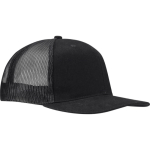 6-Panel-Kappe aus Baumwolltwill mit flachem Schirm, 260 g/m² farbe schwarz Seitenansicht