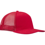 6-Panel-Kappe aus Baumwolltwill mit flachem Schirm, 260 g/m² farbe rot Seitenansicht