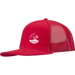 6-Panel-Kappe aus Baumwolltwill mit flachem Schirm, 260 g/m² farbe rot Ansicht mit Siebdruck