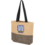 Geflochtene Strohtasche mit Magnetknopf und breitem Boden, 10 l farbe schwarz