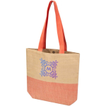 Geflochtene Strohtasche mit Magnetknopf und breitem Boden, 10 l farbe mahagoni