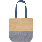 Geflochtene Strohtasche mit Magnetknopf und breitem Boden, 10 l farbe marineblau zweite Vorderansicht