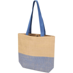 Geflochtene Strohtasche mit Magnetknopf und breitem Boden, 10 l farbe marineblau