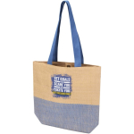 Geflochtene Strohtasche mit Magnetknopf und breitem Boden, 10 l farbe marineblau