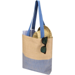 Geflochtene Strohtasche mit Magnetknopf und breitem Boden, 10 l farbe marineblau zweite Ansicht