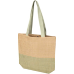 Geflochtene Strohtasche mit Magnetknopf und breitem Boden, 10 l farbe grün mamoriert