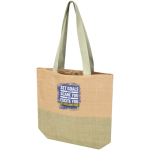 Geflochtene Strohtasche mit Magnetknopf und breitem Boden, 10 l farbe grün mamoriert
