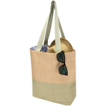 Geflochtene Strohtasche mit Magnetknopf und breitem Boden, 10 l farbe grün mamoriert zweite Ansicht