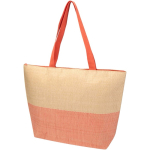 Tasche aus Strohpapier mit Reißverschluss und festem Boden, 21 l farbe mahagoni