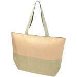 Tasche aus Strohpapier mit Reißverschluss und festem Boden, 21 l farbe grün mamoriert