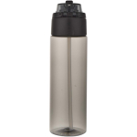 Trinkflasche mit integriertem Trinkhalm und auslaufsicherem Druckknopfdeckel, 700 ml farbe schwarz zweite Rückansicht