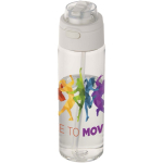 Trinkflasche mit integriertem Trinkhalm und auslaufsicherem Druckknopfdeckel, 700 ml farbe transparent