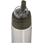 Trinkflasche mit integriertem Trinkhalm und auslaufsicherem Druckknopfdeckel, 700 ml farbe dunkelgrün Detailansicht 2