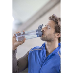 Trinkflasche mit integriertem Trinkhalm und auslaufsicherem Druckknopfdeckel, 700 ml farbe dunkelgrün Lifestyle-Bild