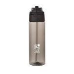 Trinkflasche mit integriertem Trinkhalm und auslaufsicherem Druckknopfdeckel, 700 ml Ansicht mit Druckbereich