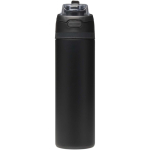 Einwandige Trinkflasche mit Klappstrohhalm und matter Oberfläche, 800 ml farbe schwarz zweite Vorderansicht
