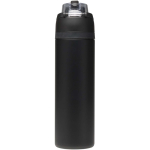 Einwandige Trinkflasche mit Klappstrohhalm und matter Oberfläche, 800 ml farbe schwarz zweite Rückansicht