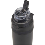 Einwandige Trinkflasche mit Klappstrohhalm und matter Oberfläche, 800 ml farbe schwarz Detailansicht 2