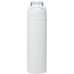 Einwandige Trinkflasche mit Klappstrohhalm und matter Oberfläche, 800 ml farbe weiß zweite Rückansicht