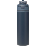 Einwandige Trinkflasche mit Klappstrohhalm und matter Oberfläche, 800 ml farbe marineblau zweite Vorderansicht