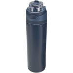 Einwandige Trinkflasche mit Klappstrohhalm und matter Oberfläche, 800 ml farbe marineblau