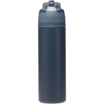 Einwandige Trinkflasche mit Klappstrohhalm und matter Oberfläche, 800 ml farbe marineblau zweite Rückansicht