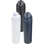 Einwandige Trinkflasche mit Klappstrohhalm und matter Oberfläche, 800 ml farbe marineblau zweite Ansicht in verschiedenen Farben