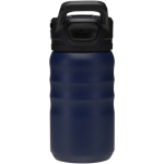 Sportflasche mit ausklappbarem Strohhhalm, 350 ml farbe marineblau zweite Rückansicht