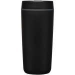 Doppelwandiger Thermobecher mit Schraubdeckel und Schiebeverschluss, 480 ml farbe schwarz zweite Vorderansicht