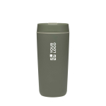 Doppelwandiger Thermobecher mit Schraubdeckel und Schiebeverschluss, 480 ml Ansicht mit Druckbereich