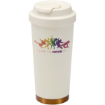 Doppelwandiger Thermobecher aus mattem Edelstahl, 480 ml farbe beige