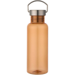 Trinkflasche aus recyceltem Kunststoff mit Edelstahl-Schraubverschluss und Tragegriff, 600 ml farbe orange zweite Vorderansicht