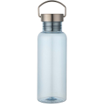 Trinkflasche aus recyceltem Kunststoff mit Edelstahl-Schraubverschluss und Tragegriff, 600 ml farbe hellblau zweite Vorderansicht