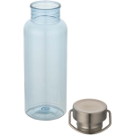 Trinkflasche aus recyceltem Kunststoff mit Edelstahl-Schraubverschluss und Tragegriff, 600 ml farbe hellblau zweite Ansicht