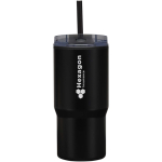 Doppelwandiger Thermobecher mit auslaufsicherem Deckel und Trinkhalm, 540 ml farbe schwarz Druckansicht des Logos 2