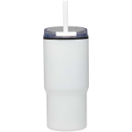 Doppelwandiger Thermobecher mit auslaufsicherem Deckel und Trinkhalm, 540 ml farbe weiß zweite Rückansicht