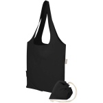 Faltbare Tragetasche mit Kordelzug aus recycelter Baumwolle 140 g/m² farbe schwarz