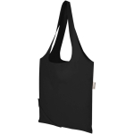 Faltbare Tragetasche mit Kordelzug aus recycelter Baumwolle 140 g/m² farbe schwarz zweite Ansicht