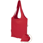 Faltbare Tragetasche mit Kordelzug aus recycelter Baumwolle 140 g/m² farbe rot