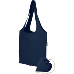 Faltbare Tragetasche mit Kordelzug aus recycelter Baumwolle 140 g/m² farbe marineblau