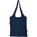 Faltbare Tragetasche mit Kordelzug aus recycelter Baumwolle 140 g/m² farbe marineblau zweite Rückansicht