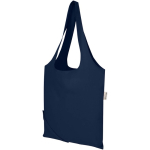 Faltbare Tragetasche mit Kordelzug aus recycelter Baumwolle 140 g/m² farbe marineblau zweite Ansicht
