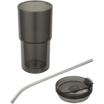 Doppelwandiger Becher mit Drehdeckel und integriertem Trinkhalm 480 ml farbe schwarz zweite Ansicht