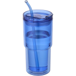 Doppelwandiger Becher mit Drehdeckel und integriertem Trinkhalm 480 ml farbe köngisblau