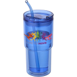 Doppelwandiger Becher mit Drehdeckel und integriertem Trinkhalm 480 ml farbe köngisblau