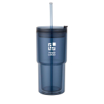 Doppelwandiger Becher mit Drehdeckel und integriertem Trinkhalm 480 ml Ansicht mit Druckbereich