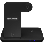 Klappbare kabellose 3-in-1-Ladestation mit Smartphone-Halterung SCX.design farbe schwarz zweite Ansicht